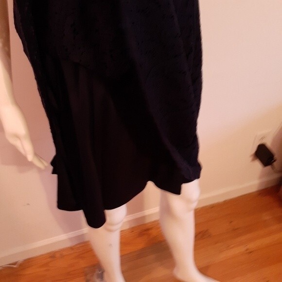 Sandra Darren dress black lace eyelet fitted cocktail dress 10 m party evening - Picture 6 of 12